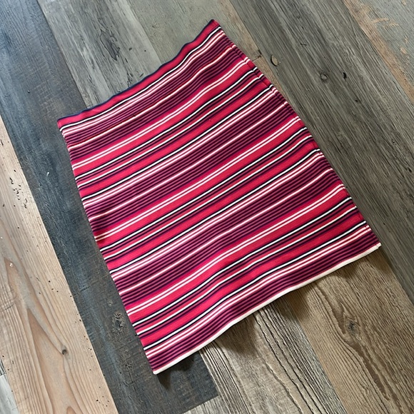 BCBG MAXAZRIA Bright Poppy Multi Ivy Striped Bandage Mini Slim Skirt Size: Small - Picture 10 of 16